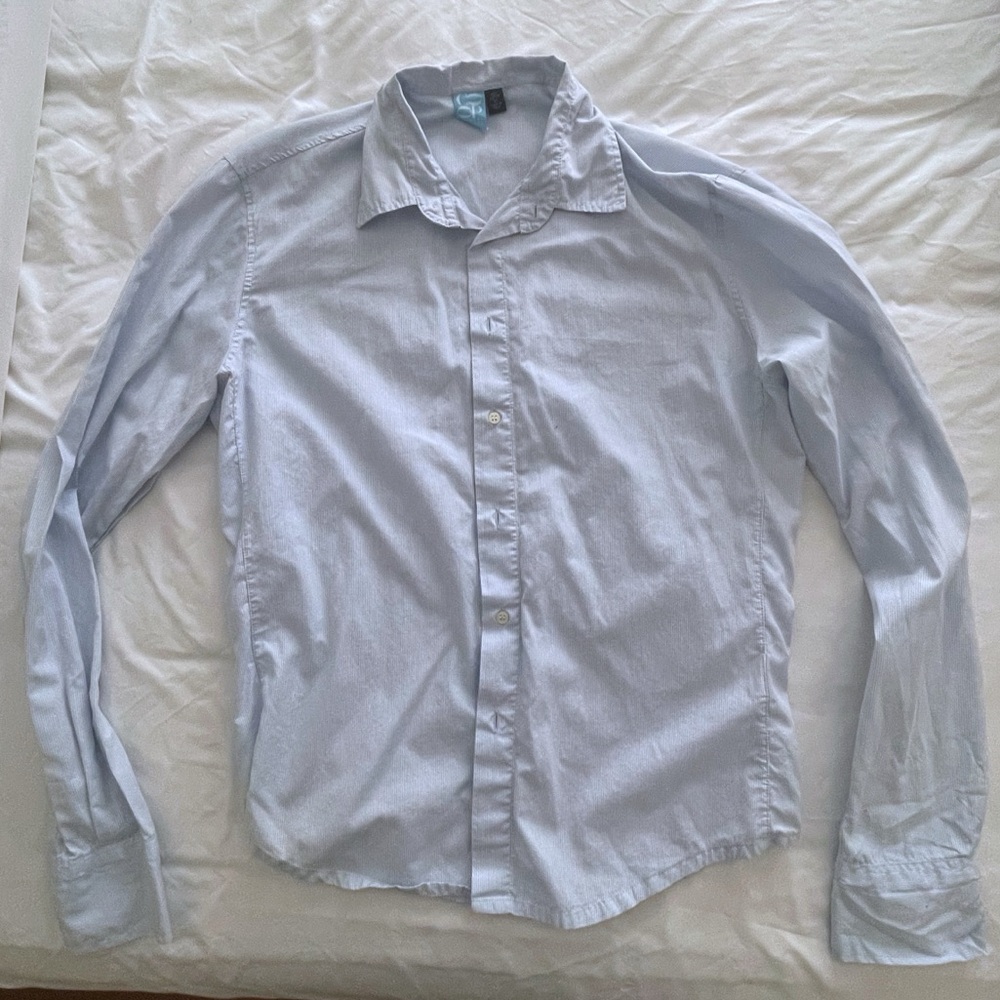 Barney’s New York Co-Op Blue Graph Check Casual Shirt
